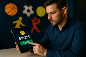 Person managing Betway deposit on digital device